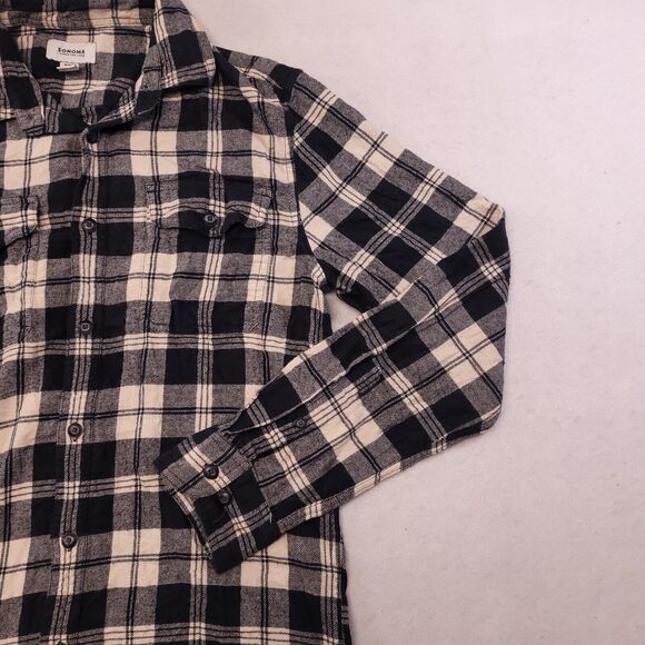 Sonoma Tartan Flannel Casual Button Up Shirt Mens Size Small S Black White - Picture 5 of 10